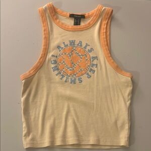 Forever 21 Cream and Orange Women's Tank Top